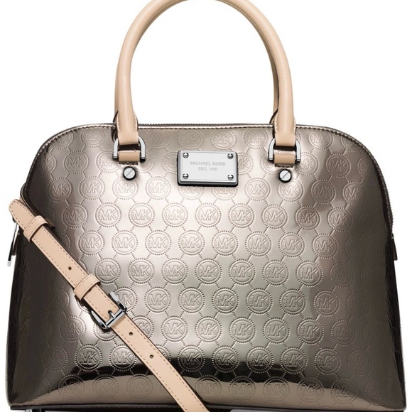 Michael Kors Metallic Brown Satchel with Cream Accents - Picture 8 of 8